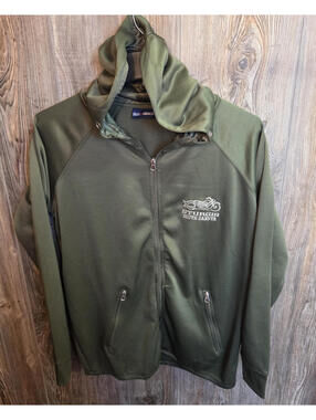 Sturgis South Dakota Motorcycle Rally Full Zip Hoodie Sz Med Olive Green Embroid